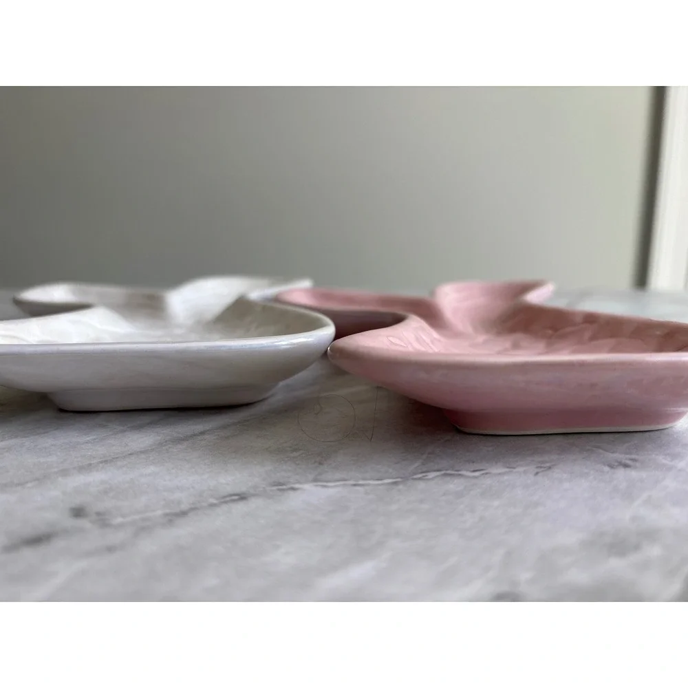 Greenbrier Mermaid Tail Trinket Dish Set OS Pink White Excellent Coastal Decor